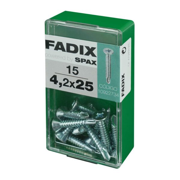 CAIXA S 15 Unid PARAFUSO ROSCA CHAPA CP AUTOT ZINCO 4 2x25mm FADIX