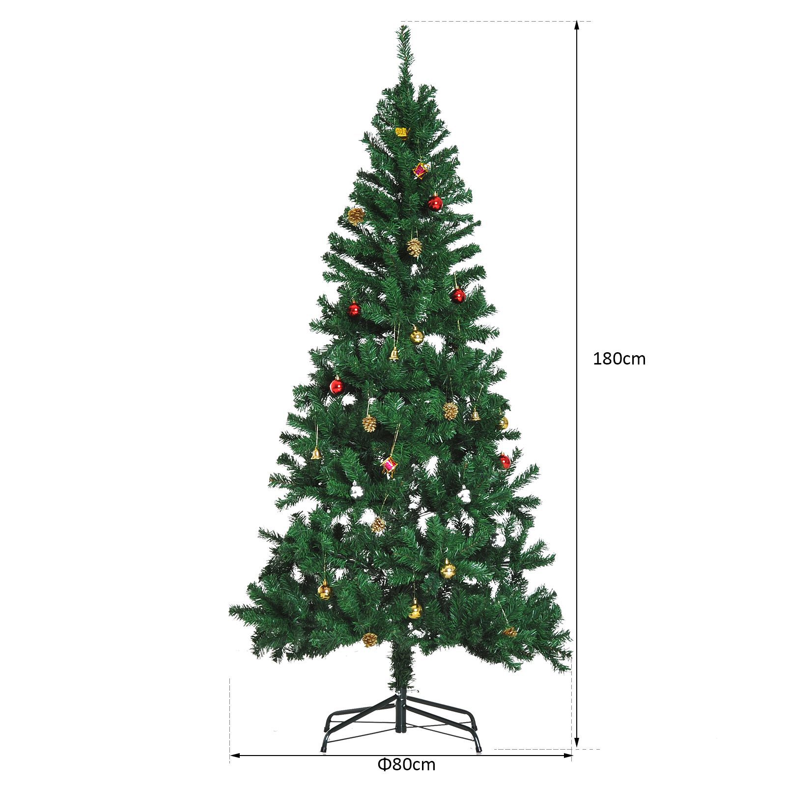 Árvore de natal verde com enfeites φ80x180cm artificial árvore decoração –  ConforHome