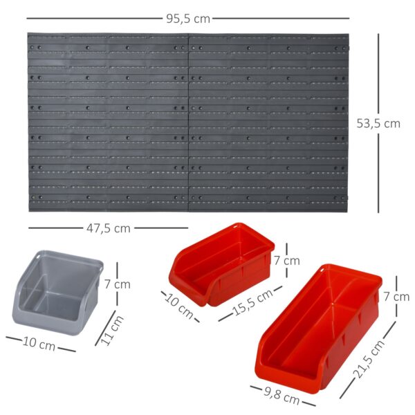 Organizador de ferramentas com caixas e ganchos 63,5x22,5x95,5cm cinza e vermelho - Image 3