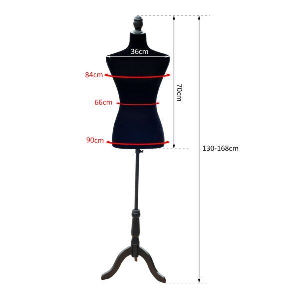 Manequim feminino de costura busto de senhora para modistas exibição negro altura ajustável a 130-168cm - Image 3