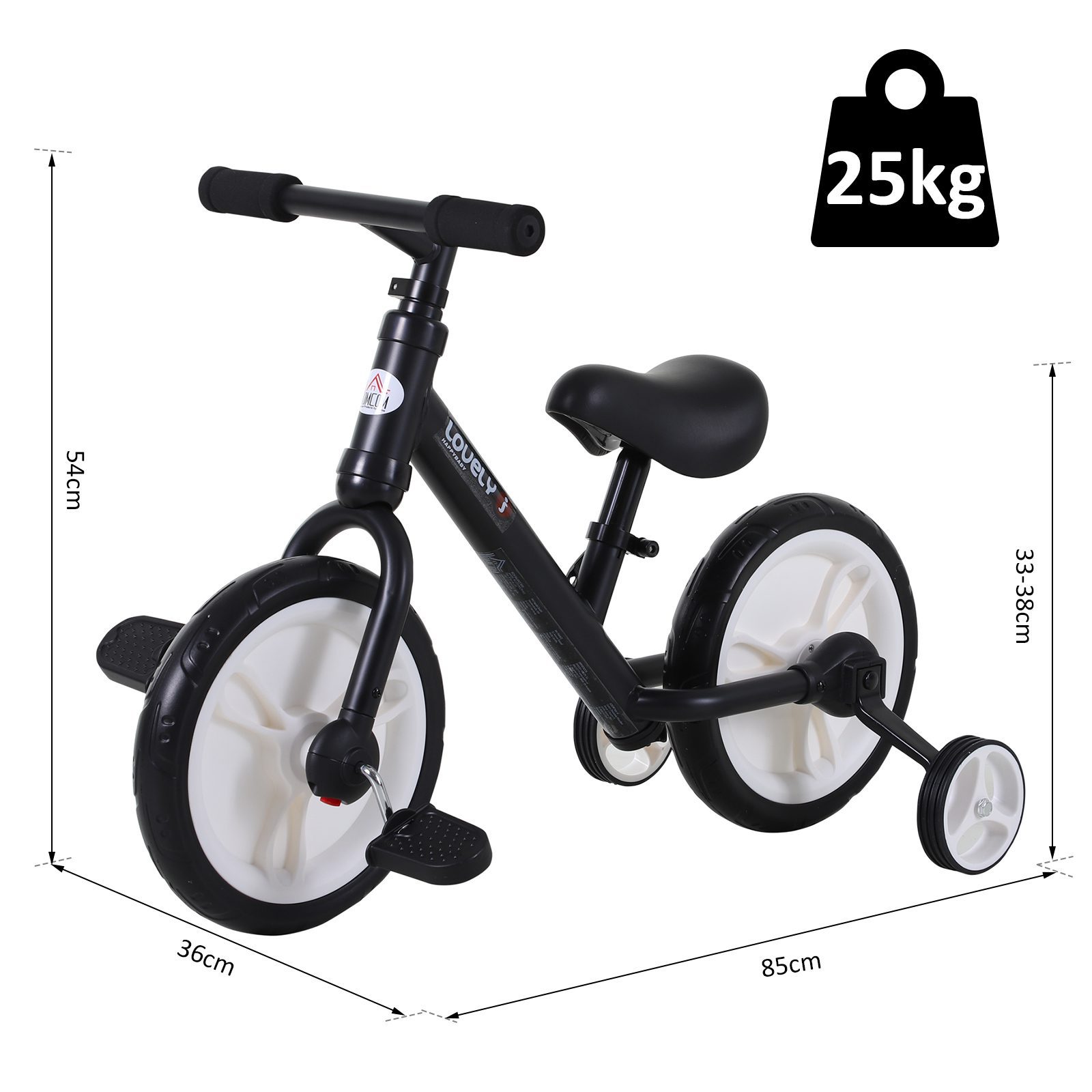 Triciclo Infantil 2 Em 1 Bicicleta De Equilíbrio Até 25kg