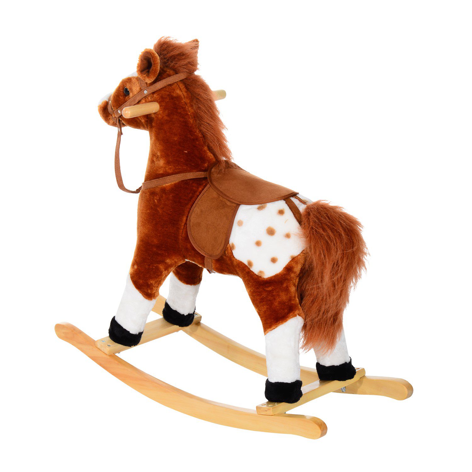 HOMCOM Cavalo de Brinquedo para Crianças acima de 3 Anos com Sons Realistas  85x28x60 cm Marrom