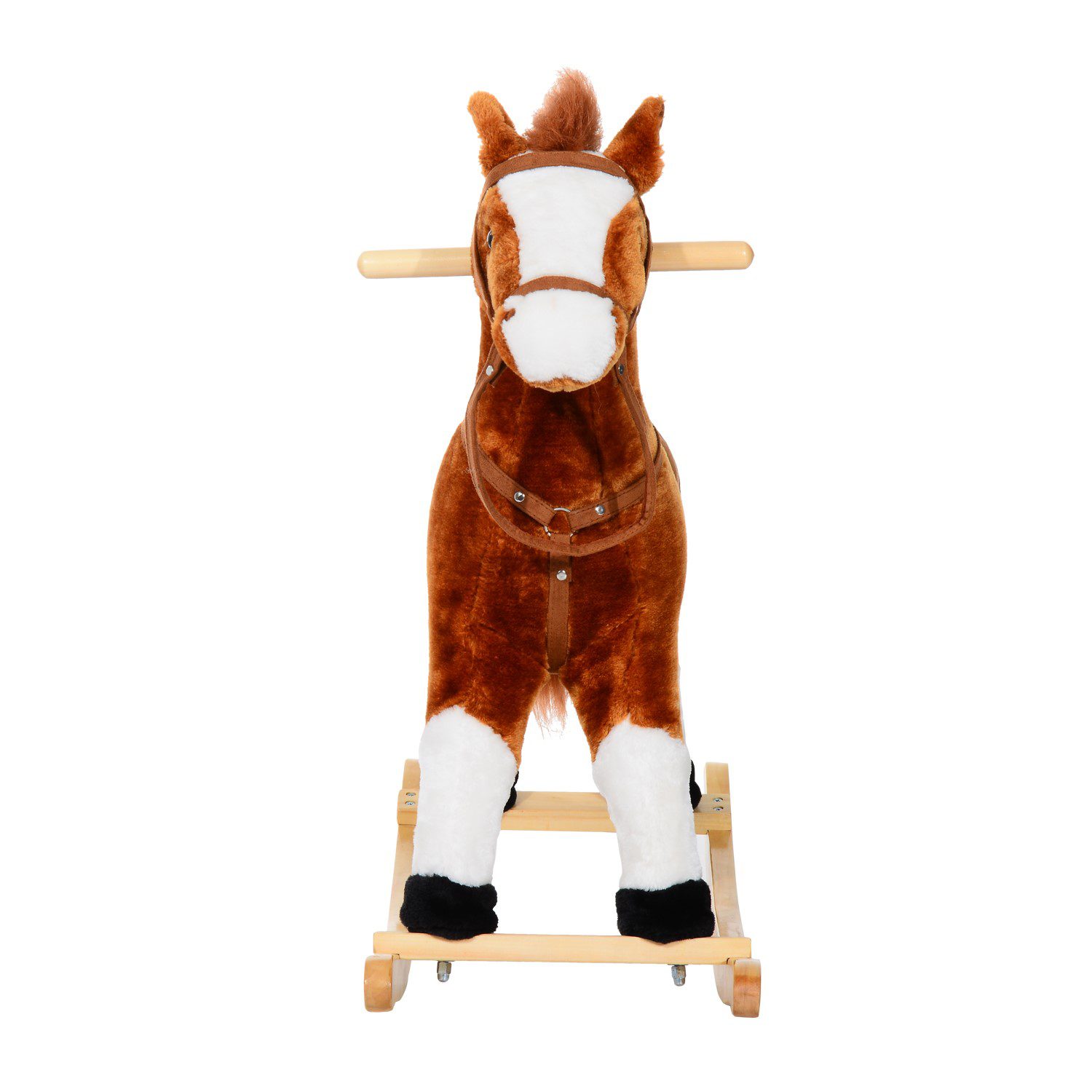 HOMCOM Cavalo de Brinquedo para Crianças acima de 3 Anos com Sons Realistas  85x28x60 cm Marrom