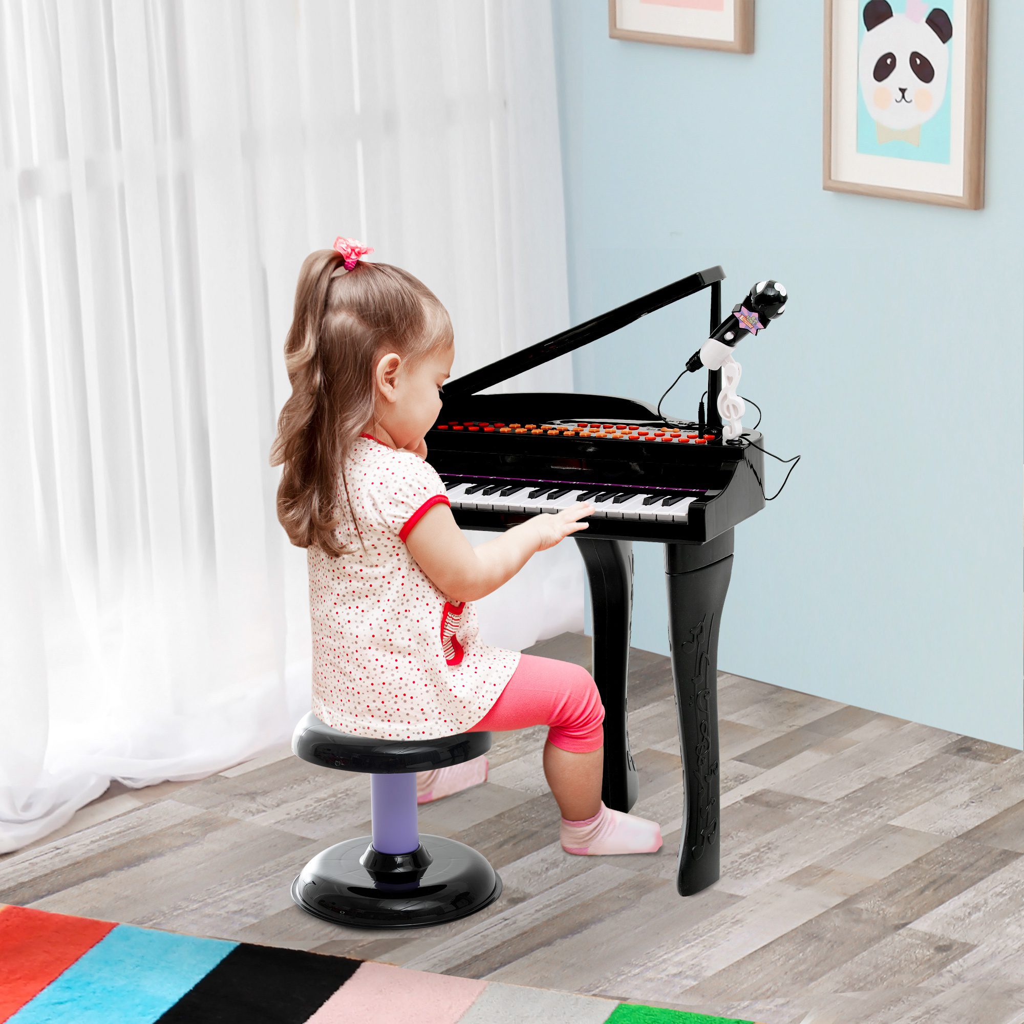 Teclado Infantil Rosa Com Microfone - Musical Resistente