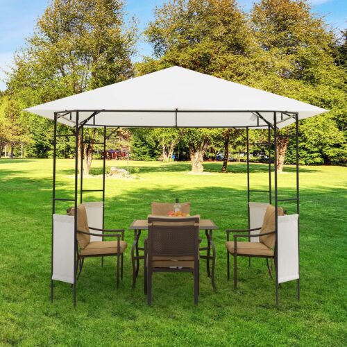 Pérgola para jardim 3x3x2,6m aço e poliéster creme