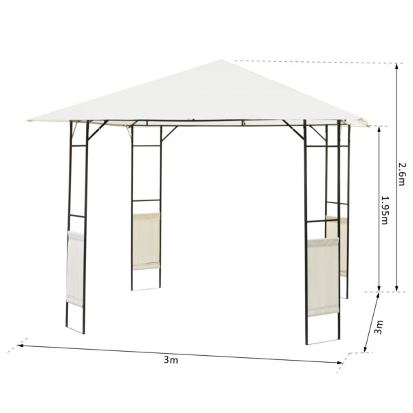 Pérgola para jardim 3x3x2,6m aço e poliéster creme - Image 3