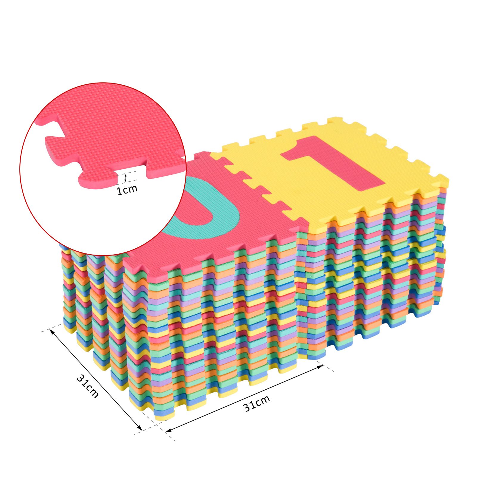 Tapete Puzzle Letras Abecedário A-Z para Crianças - Borracha Espuma EVA  2,41 m2 - Cores Variadas - Homcom