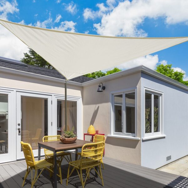 Toldo vela triangular 4x4x4 m para jardim varanda cor creme - Image 4