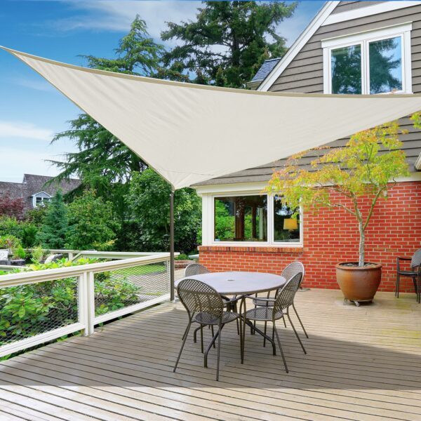 Toldo vela triangular 4x4x4 m para jardim varanda cor creme - Image 2