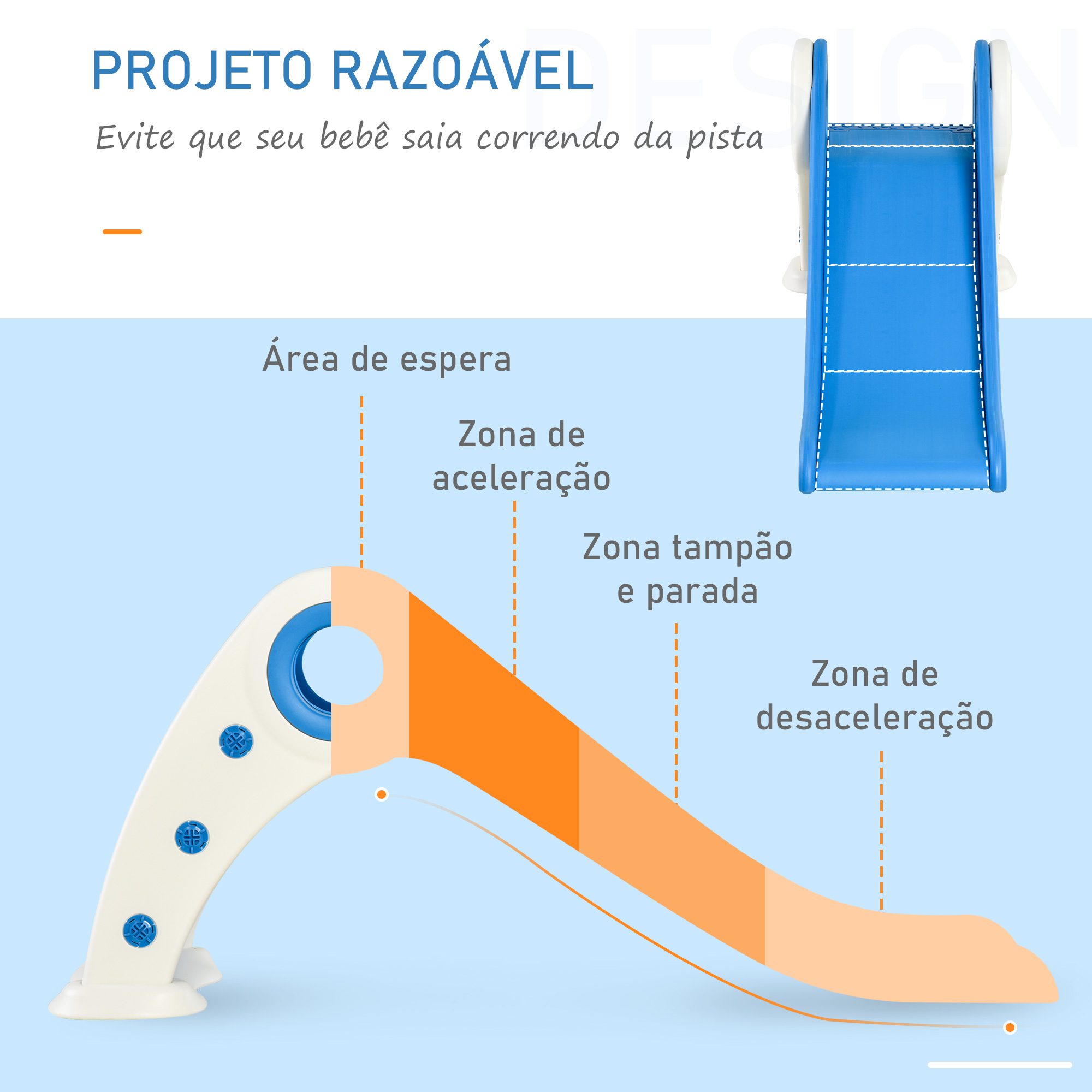 Escorrega infantil para crianças acima de 3 anos dobrável com escada e  rampa 120x50x56 cm Azul