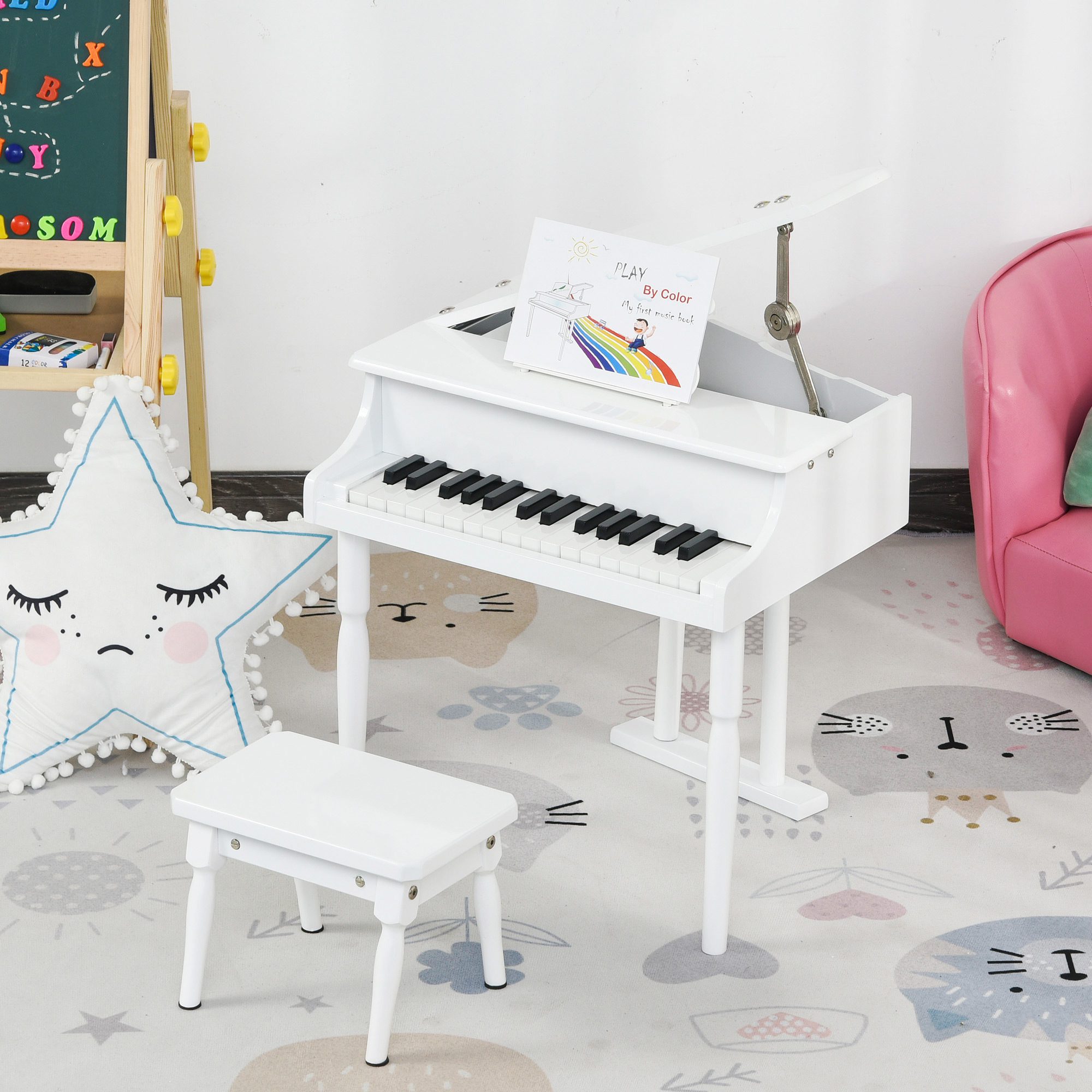 Piano Infantil Musical Educativo Som Animais P/ Criança Bebê Cor Vermelho