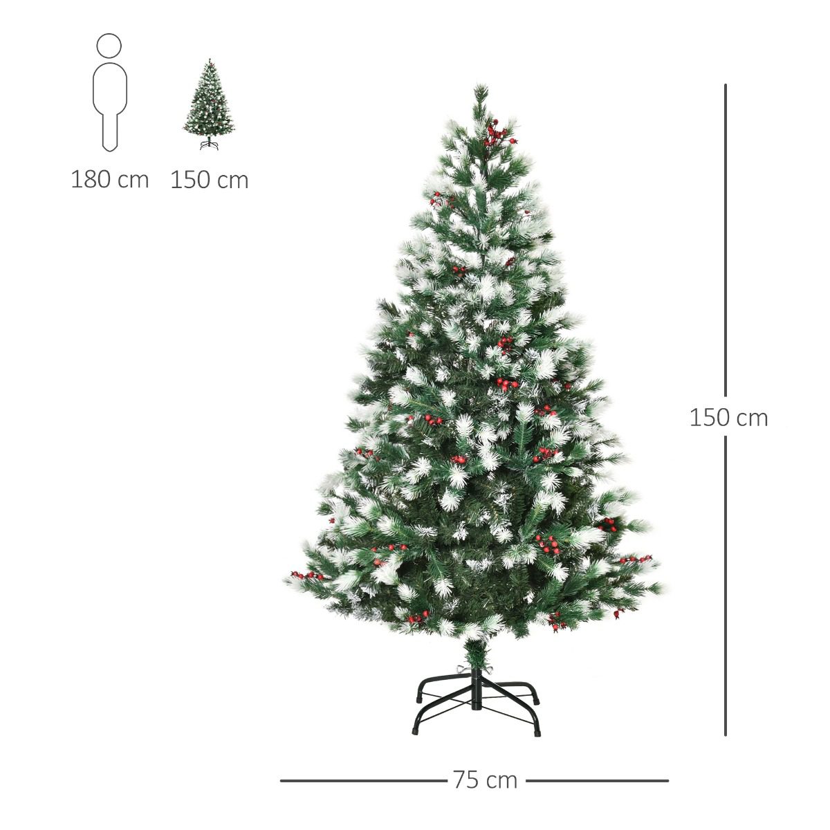 Árvore de natal verde com enfeites φ80x180cm artificial árvore decoração –  ConforHome