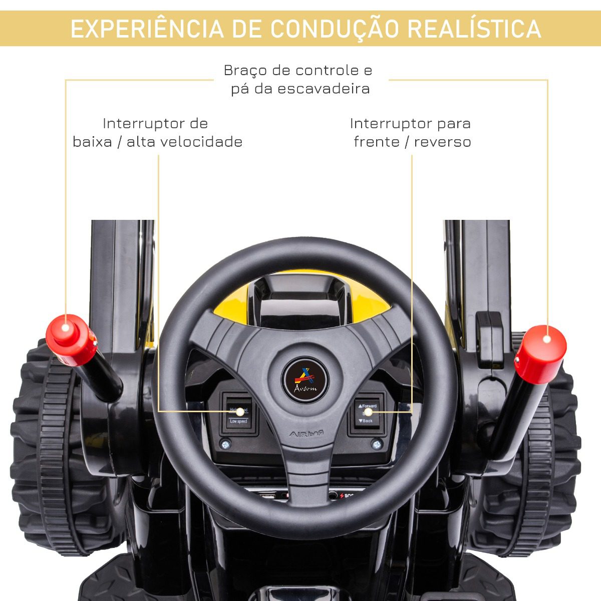 HOMCOM Trator a Pedal para Crianças acima de 3 Anos Trator