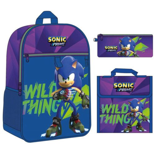 Mochila + portatodo + portamerienda Sonic Prime 42cm