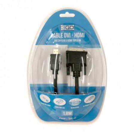 Cable HDMI 3GO CDVIHDMI/ HDMI Macho - DVI Macho/ 1.8m/ Negro