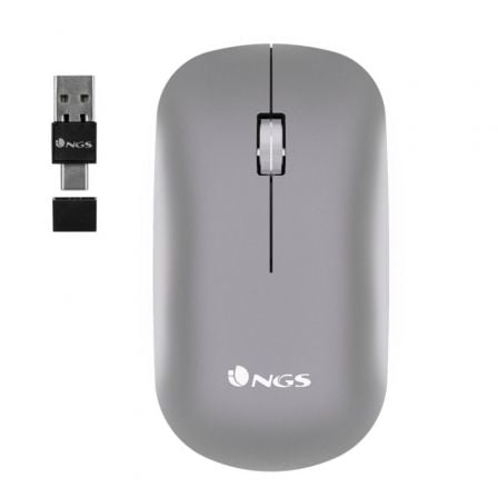 Ratón Inalámbrico NGS Snoop-RB/ Batería recargable/ Hasta 2400 DPI/ Gris