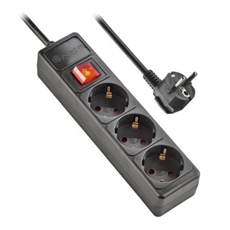 Regleta con interruptor NGS Surge Pole 300/ 3 Tomas de corriente/ Negra
