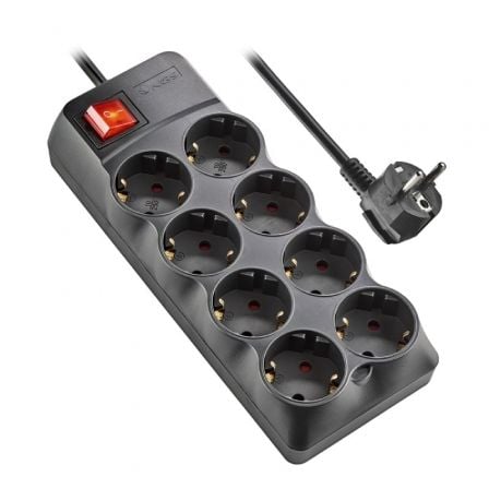 Regleta con interruptor NGS Surge Pole 800/ 8 Tomas de corriente/ Negra