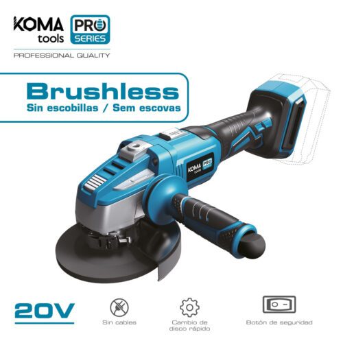 REBARBADORA SEM ESCOVAS 20V (SEM BATERIA E CARREGADOR) Ø125mm 37,5x12cm KOMA TOOLS PRO SERIES BATTERY