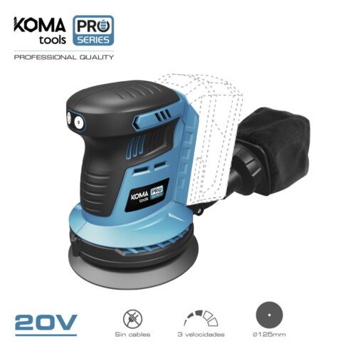 LIXADORA EXCENTRICA 20V BRUSHLESS (SEM BATERIA E CARREGADOR) 13x30x15cm KOMA TOOLS PRO SERIES BATTERY