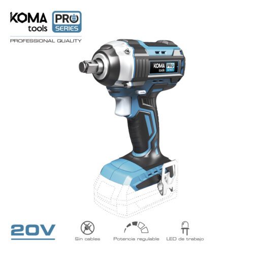 CHAVE DE IMPACTO 20V BRUSHLESS  (SEM BATERIA E CARREGADOR) 16x23,5cm KOMA TOOLS PRO SERIES BATTERY
