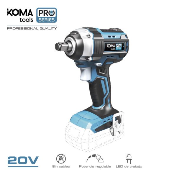 CHAVE DE IMPACTO 20V BRUSHLESS  (SEM BATERIA E CARREGADOR) 16x23,5cm KOMA TOOLS PRO SERIES BATTERY