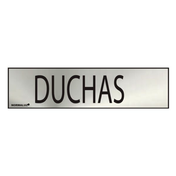SINAL INFORMATIVO "DUCHAS" (INOX ADESIVO 0.8mm) 5x20cm NORMALUZ