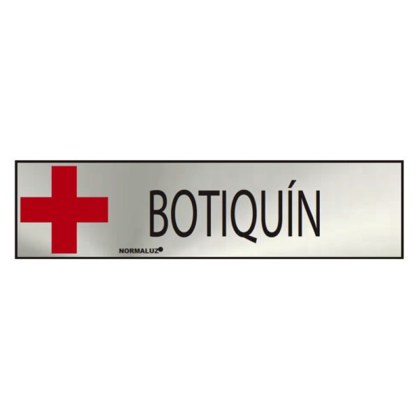 SINAL INFORMATIVO "BOTIQUIN" (INOX ADESIVO 0.8mm) 5x20cm NORMALUZ