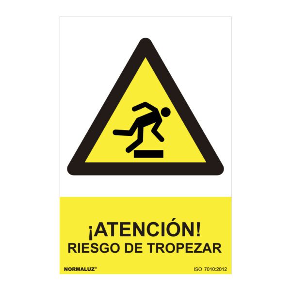 SINAL INFORMATIVO "ATENCION RIESGO DE TROPEZAR" (PVC 0.7mm) 30x40cm NORMALUZ