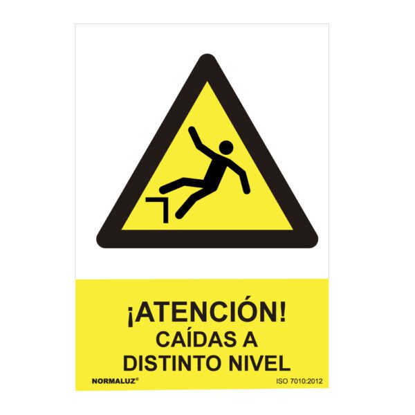 SINAL PERIGO "ATENCION CAIDAS A DISTINTO NIVEL" (PVC 0.7mm) 30x40cm NORMALUZ