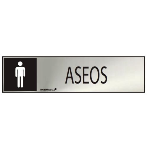 SINAL INFORMATIVO "ASEOS" HOMEM (INOX ADESIVO 0.8mm) 5x20cm NORMALUZ