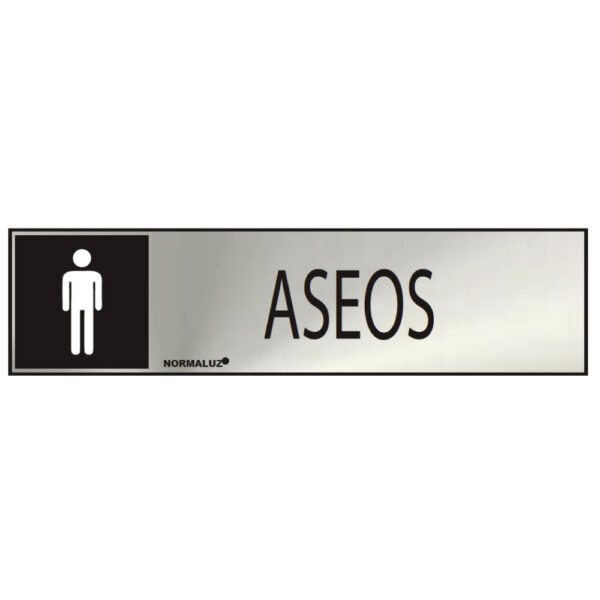 SINAL INFORMATIVO "ASEOS" HOMEM (INOX ADESIVO 0.8mm) 5x20cm NORMALUZ