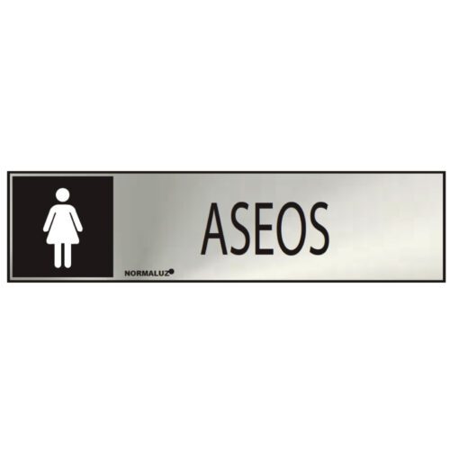 SINAL INFORMATIVO "ASEOS" MULHER (INOX ADESIVO 0.8mm) 5x20cm NORMALUZ