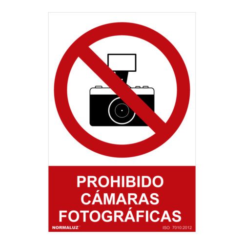 SINAL PROIBIDO "PROIBIDO MÁQUINAS FOTOGRAFICAS" (PVC 0.7mm) 30x40cm NORMALUZ