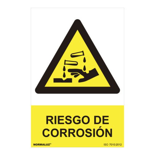 SINAL PERIGO "RIESGO DE CORROSION" (PVC 0.7mm) 30x40cm NORMALUZ