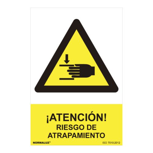 SINAL PERIGO "ATENCION RIESGO DE ATRAPAMIENTO" (PVC 0.7mm) 30x40cm NORMALUZ