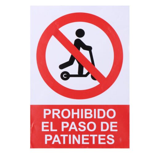 SINALIZAÇÃO ADESIVA "PROHIBIDO EL PASO DE PATINETES" 21x30cm NORMALUZ