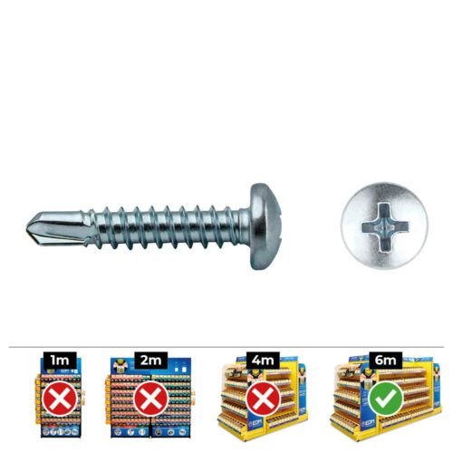 CAIXA 500 unid. PONTA BROCA CABEÇA DE QUEIJO (ROSCA DA PLACA) PHILIPS DIN/REF 7504N Ø3,9x19mm ZINCADO CELO