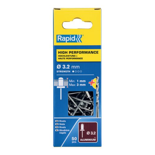 BLÍSTER 50 REBITES Ø3,2x6mm ALU+BROCA 5001528 RAPID