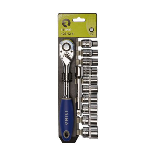 CONJUNTO DE CHAVES 1/2"+CATRACA+EXTENSÃO 125mm12 PEÇAS 129-12-4 IRIMO