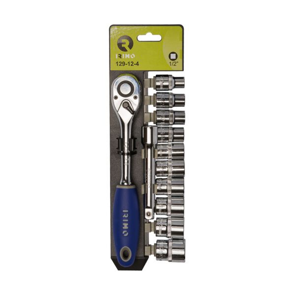 CONJUNTO DE CHAVES 1/2"+CATRACA+EXTENSÃO 125mm12 PEÇAS 129-12-4 IRIMO