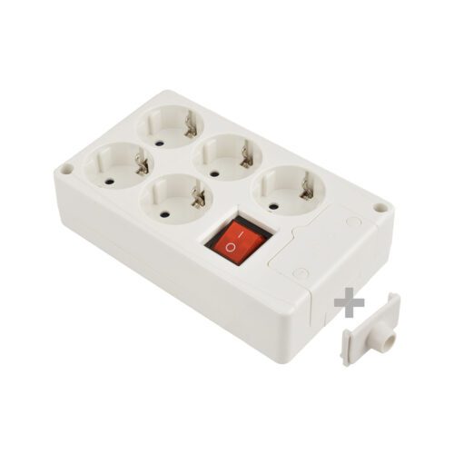BLOCO BIPOLAR 5 TOMADAS COM T/T LATERAL 16A 250V COR BRANCO + INTERRUPTOR LUMINOSO SOLERA 8105IL