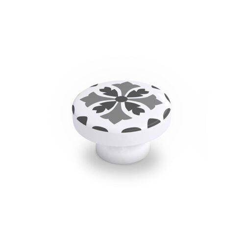 BLÍSTER COM 4 PUXADORES REDONDOS PARA MÓVEIS, FABRICADOS EM MADEIRA E ACABAMENTO CINZENTO. MOD. E243 Ø38mm. REI