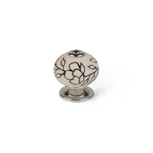 BLÍSTER COM 4 PUXADORES REDONDOS PARA MÓVEIS. FABRICADO EM PORCELANA E ACABAMENTO BRANCO FLOR. MOD. E504 Ø40mm. REI