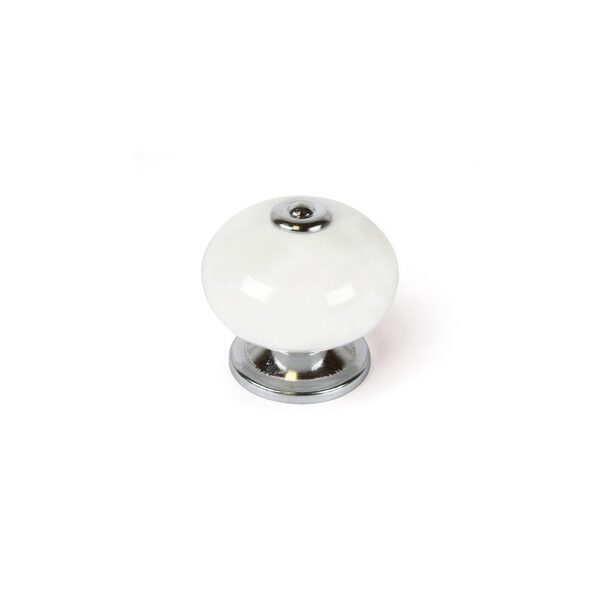 BLÍSTER COM 4 PUXADORES REDONDOS PARA MÓVEIS. FABRICADO EM PORCELANA E ACABAMENTO BRANCO. MOD. E517 Ø40mm. REI