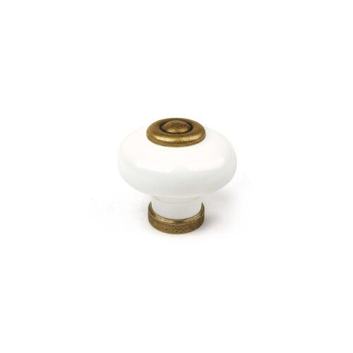 BLÍSTER COM 4 PUXADORES REDONDOS PARA MÓVEIS. FABRICADO EM PORCELANA E ACABAMENTO COURO ENVELHECIDO. MOD. 824 Ø31mm. REI