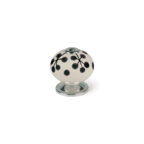BLÍSTER COM 4 PUXADORES REDONDOS PARA MÓVEIS. FABRICADO EM PORCELANA E ACABAMENTO FLOR AZUL. MOD. E506 Ø40mm. REI