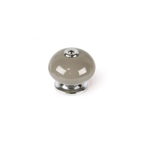 BLÍSTER COM 4 PUXADORES REDONDOS PARA MÓVEIS. FABRICADO EM PORCELANA E ACABAMENTO CINZENTO. MOD. E517 Ø40mm. REI