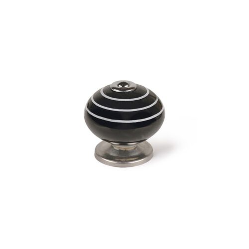 ULT. UNIDADES BLÍSTER COM 4 PUXADORES REDONDOS PARA MÓVEIS. FABRICADO EM PORCELANA E ACABAMENTO PRETO-BRANCO. MOD. E503 Ø40mm. REI