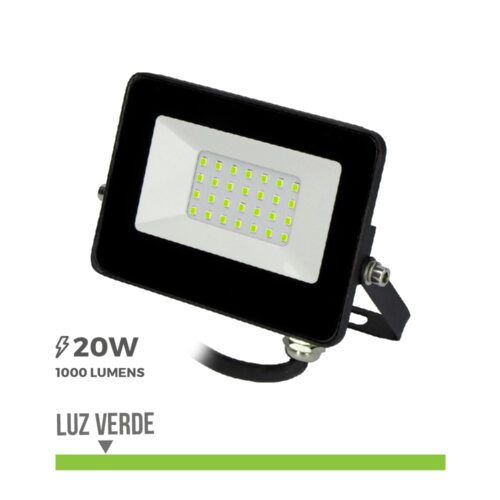 PROJECTOR LED 20W 1000lm LUZ VERDE 12X8,8X2,4cm EDM